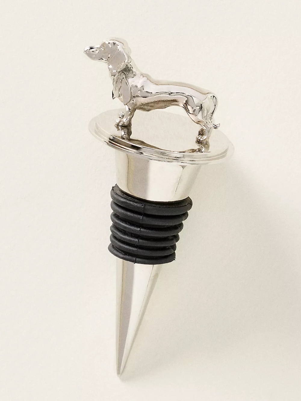 Anthropologie Silver Dachshund Wine Bottle Stopper